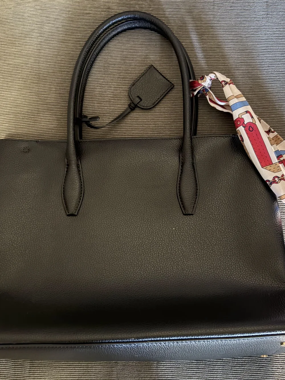 Kate Spade Black Pebble Leather Eva Medium Satchel with Scarf Accent